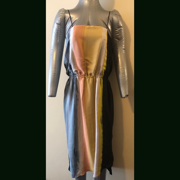 New HYPE 100% SILK DRESS Multicolor Asymmetrical L - Picture 2 of 10